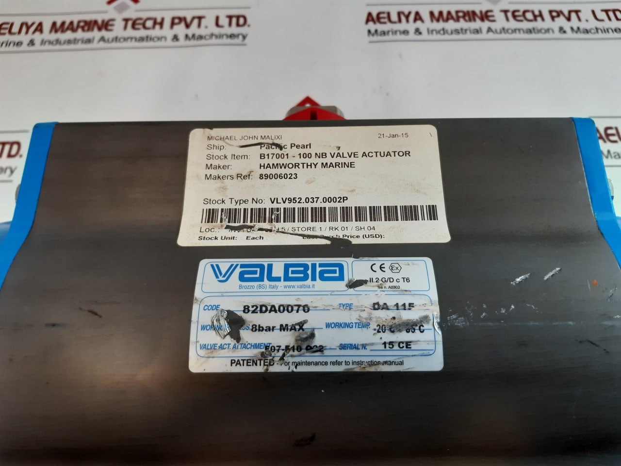 Valbia Da 115 Pneumatic Valve Actuator 82Da0070