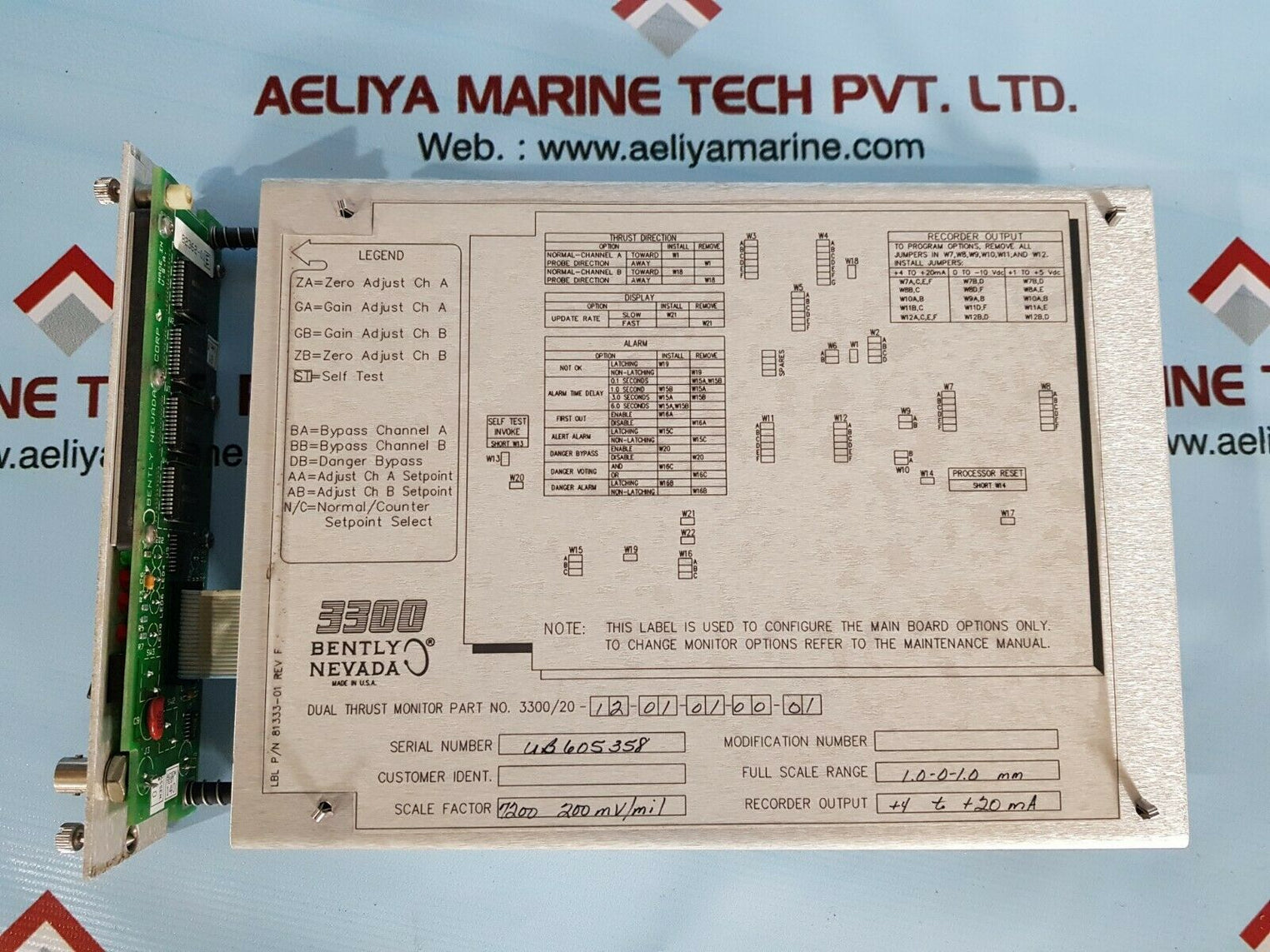 Bently nevada 3300/20-12-01-01-00-01 dual thrust monitor