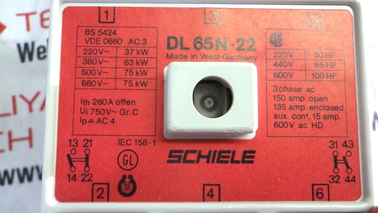 Alstom dl65n-22 air break contactor