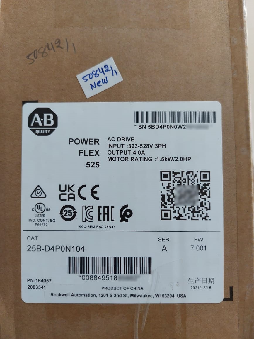 Allen-bradley 25b-d4p0n104 power flex 525 ac drive sealed pack