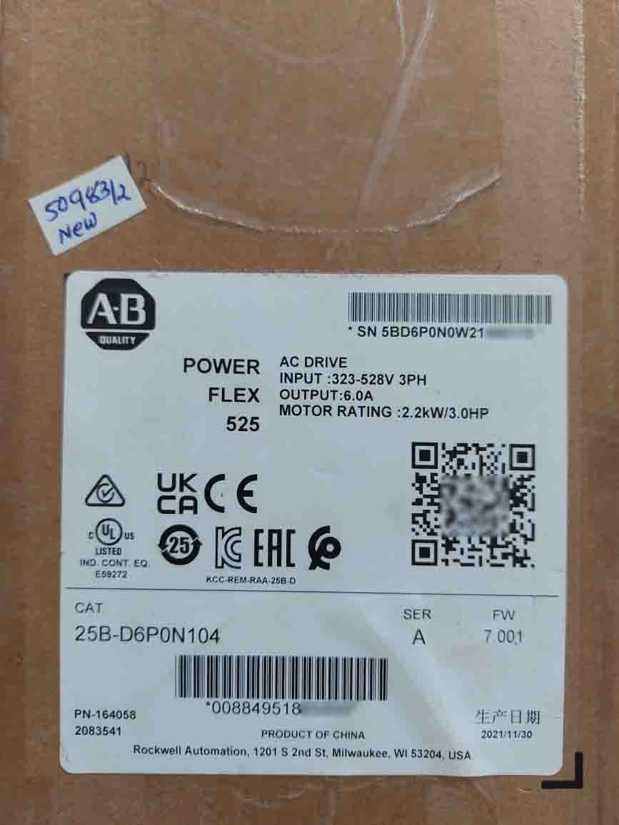 Allen-bradley 25B-d6P0N104 Powerflex 525 Ac Drive Sealed Pack