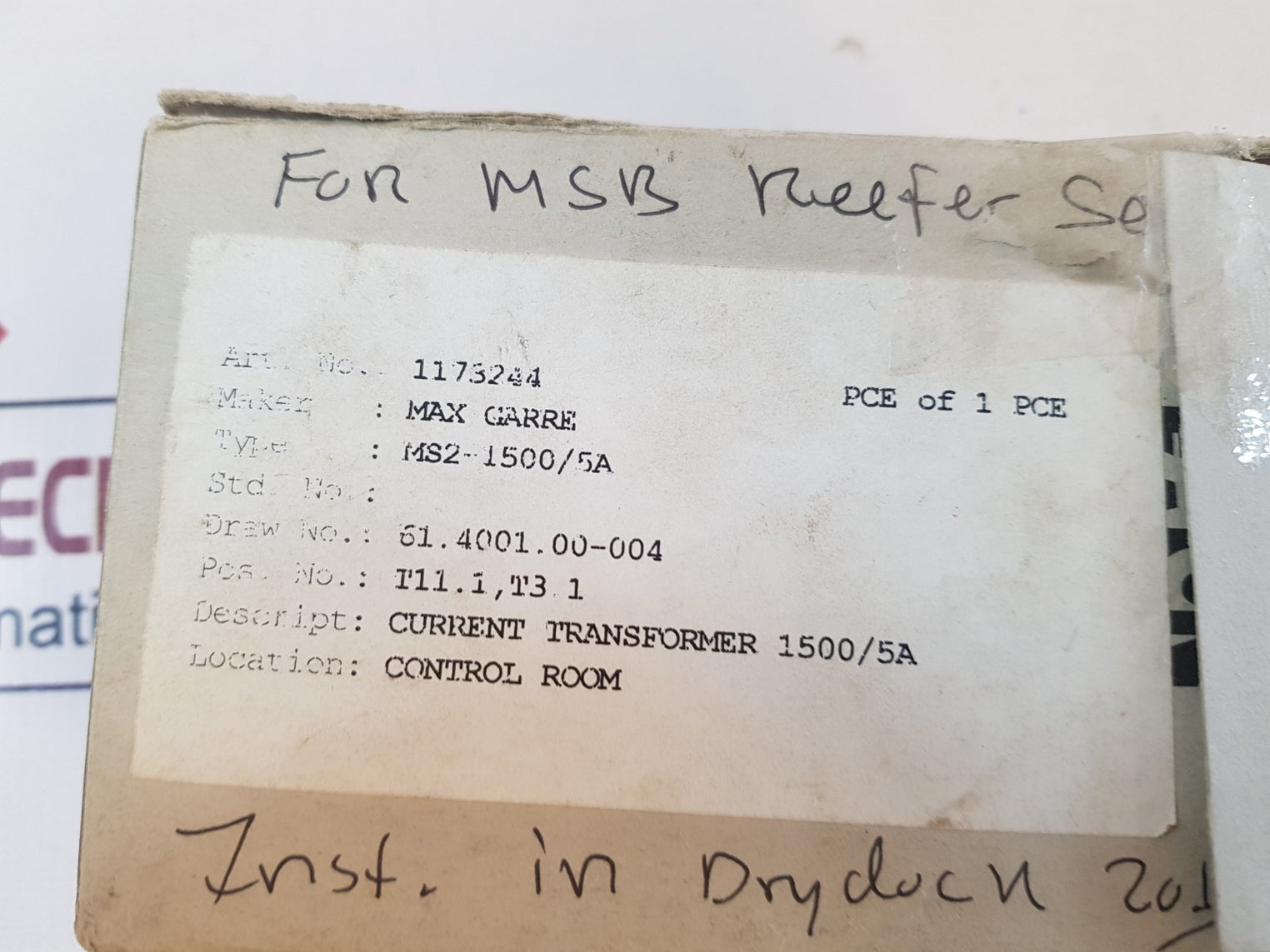 Eaton Kv 0.72/3/- Hz 50-60 Current Transformer