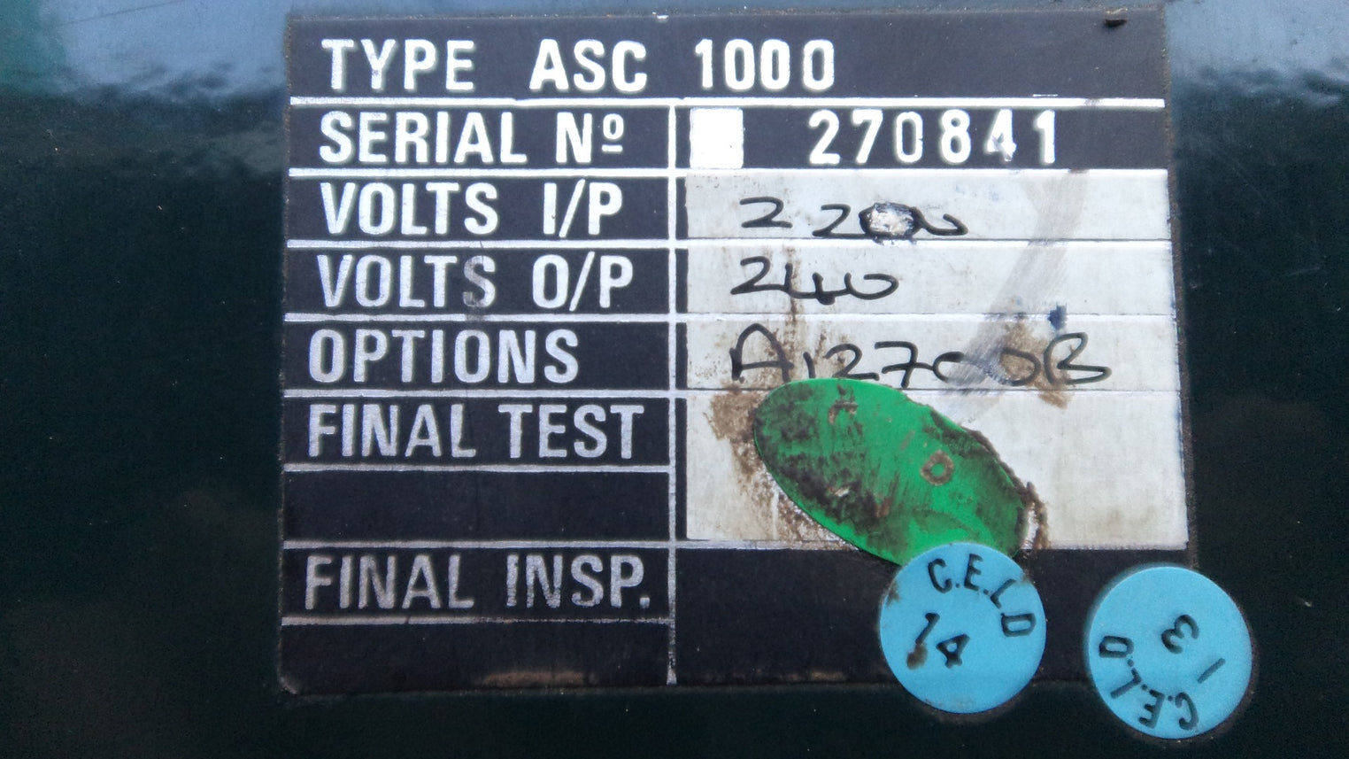 Coutant asc 1000 power supply unit 