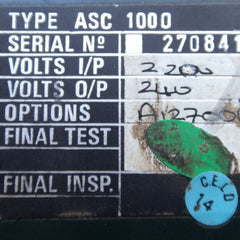 Coutant asc 1000 power supply unit 