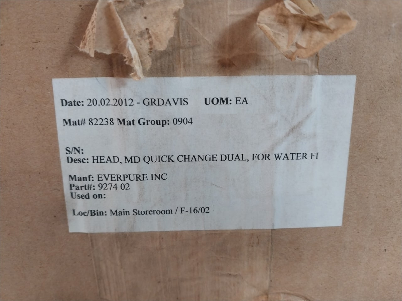 Evapure Ev927240 Dual Head Assembly