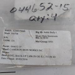 Lot Of 2X Cameron Iron 044652-15 Back-up Ring