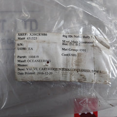 Oceaneering 100767-ae Cartridge Valve Set