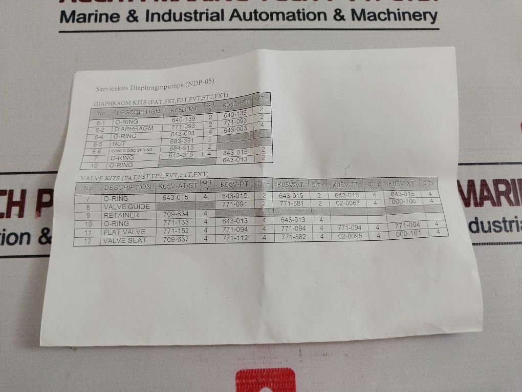 640-139,771-093,643-003,683-391,684-915,643-015 Pump Diaphragm Repair Kit
