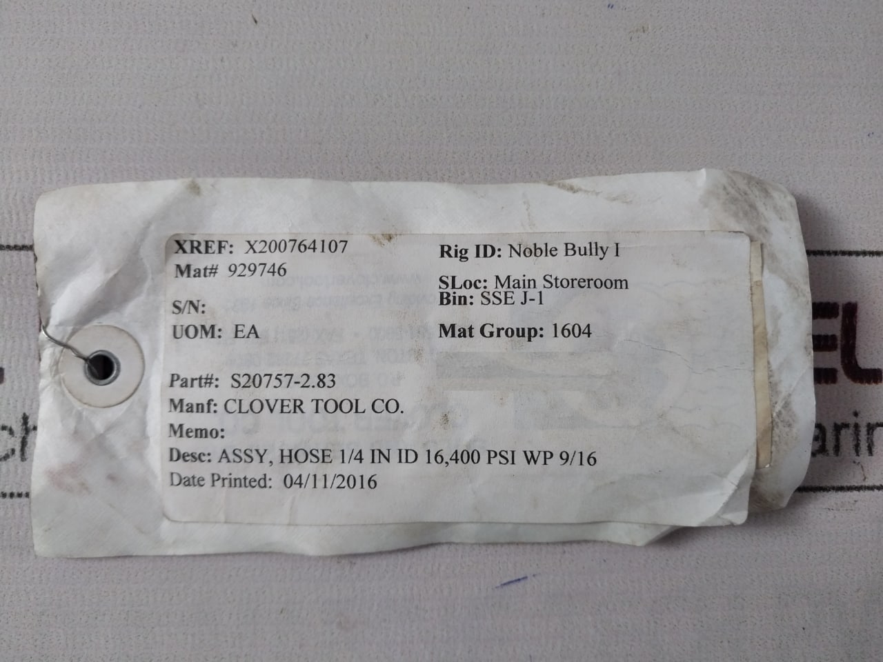 Clover Tool S20757-2.83 Hose Assy 61131608