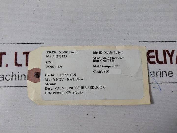 Sun Hydraulics Prdb Lbn Pressure Reducing Valve 109858-1Bn 