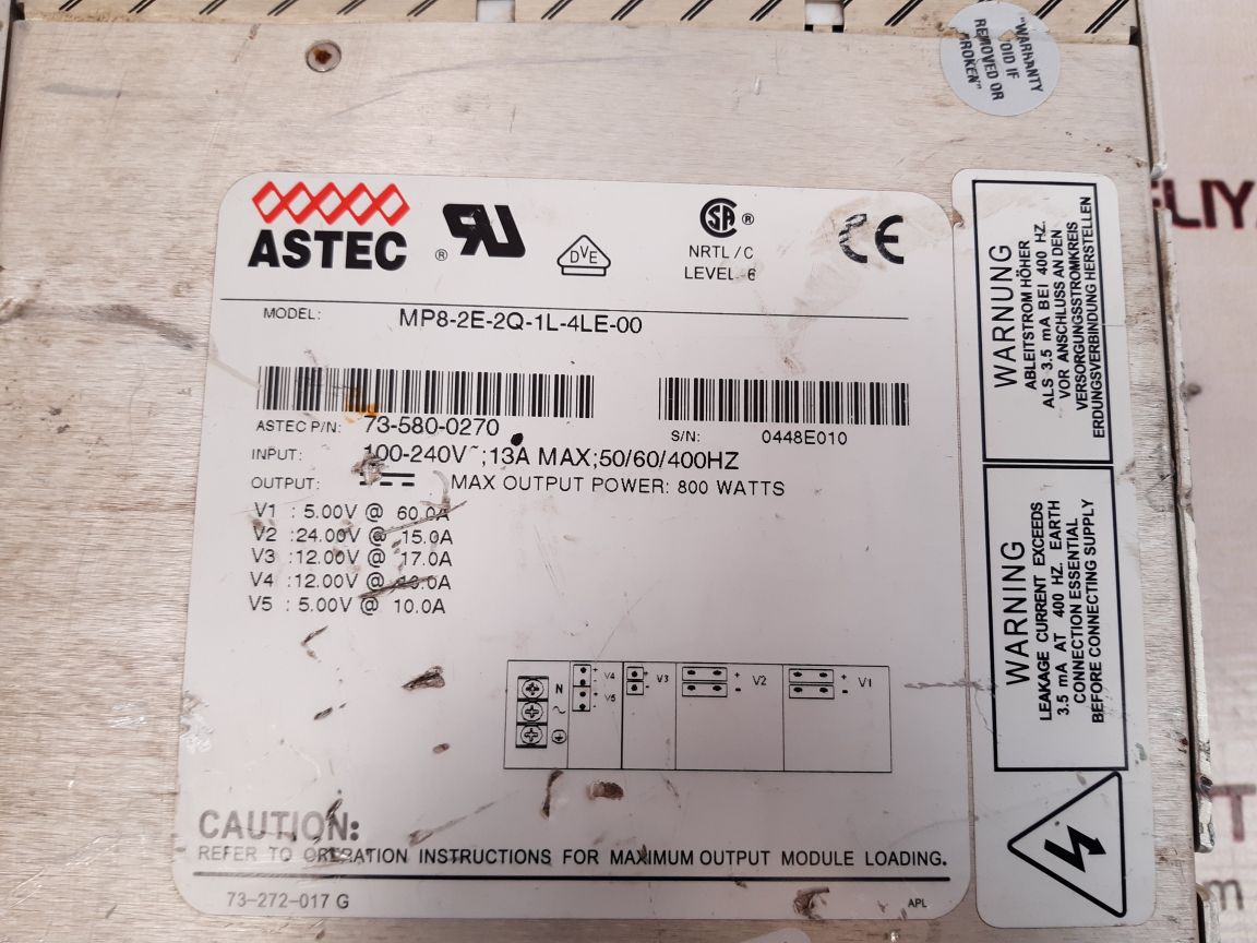Astec mp8-2e-2q-1l-4le-00 power supply 73-580-0270