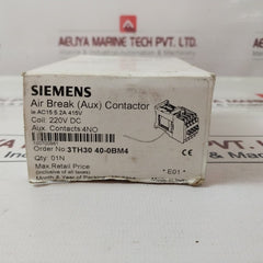 Siemens 3Th30 40-0B Air Break (Aux) Contactor Relay