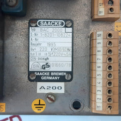 Saacke bac-2000 burner control unit 50/60hz