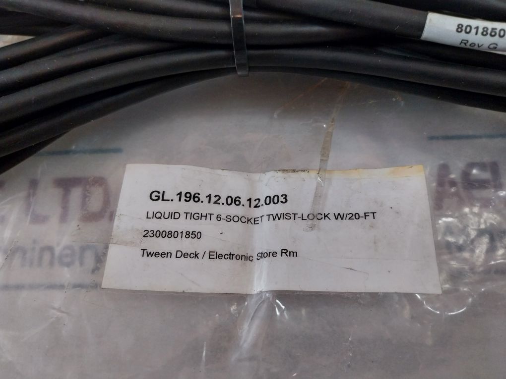 801850 Liquid Tight 6-socket Twist-lock W/20-ft Rev. G