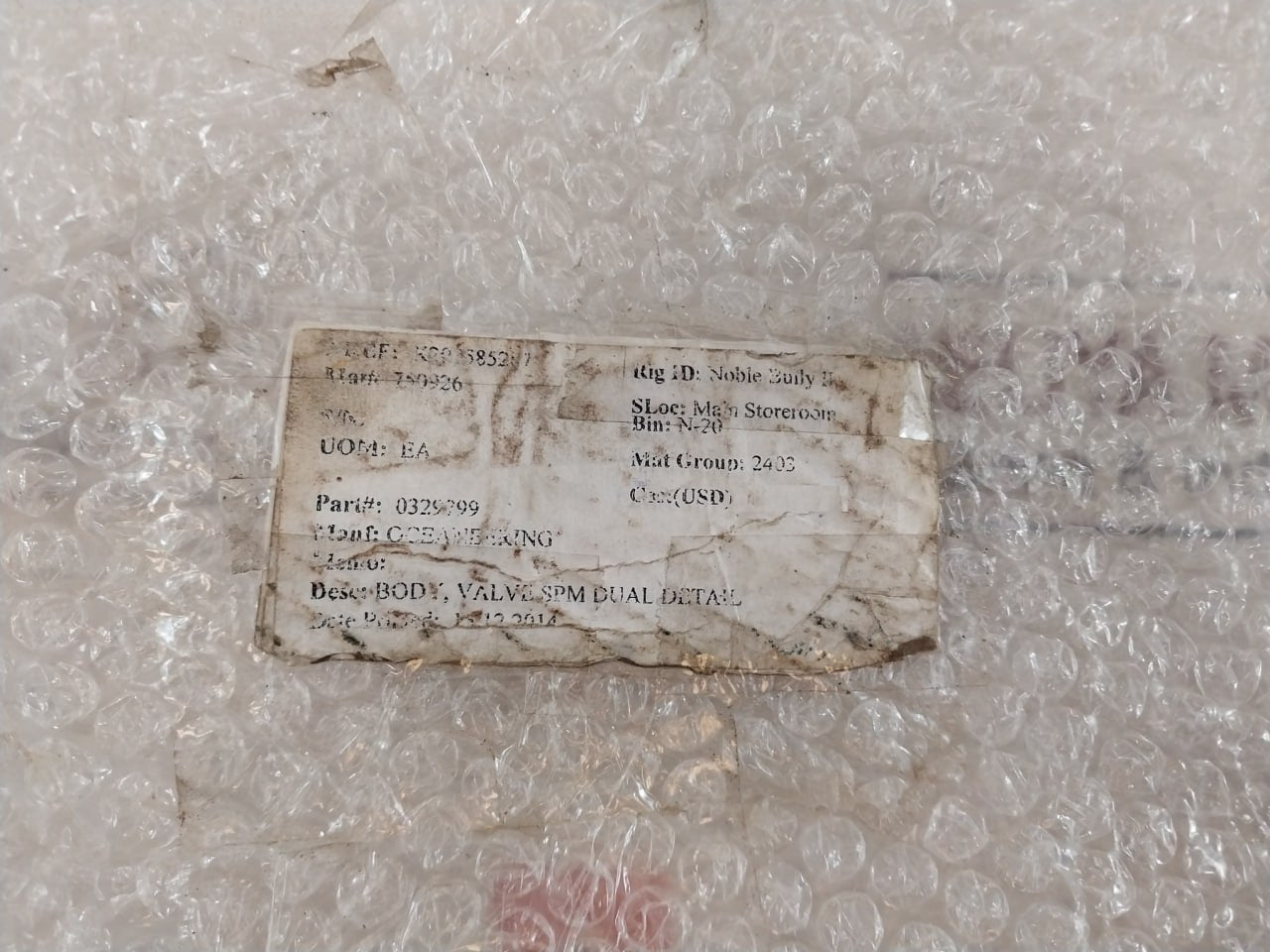 Oceaneering 0329799-aa Body Valve