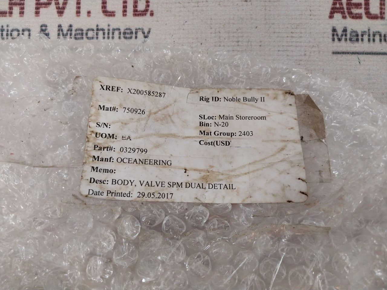 Oceaneering 0329799-aa Body Valve