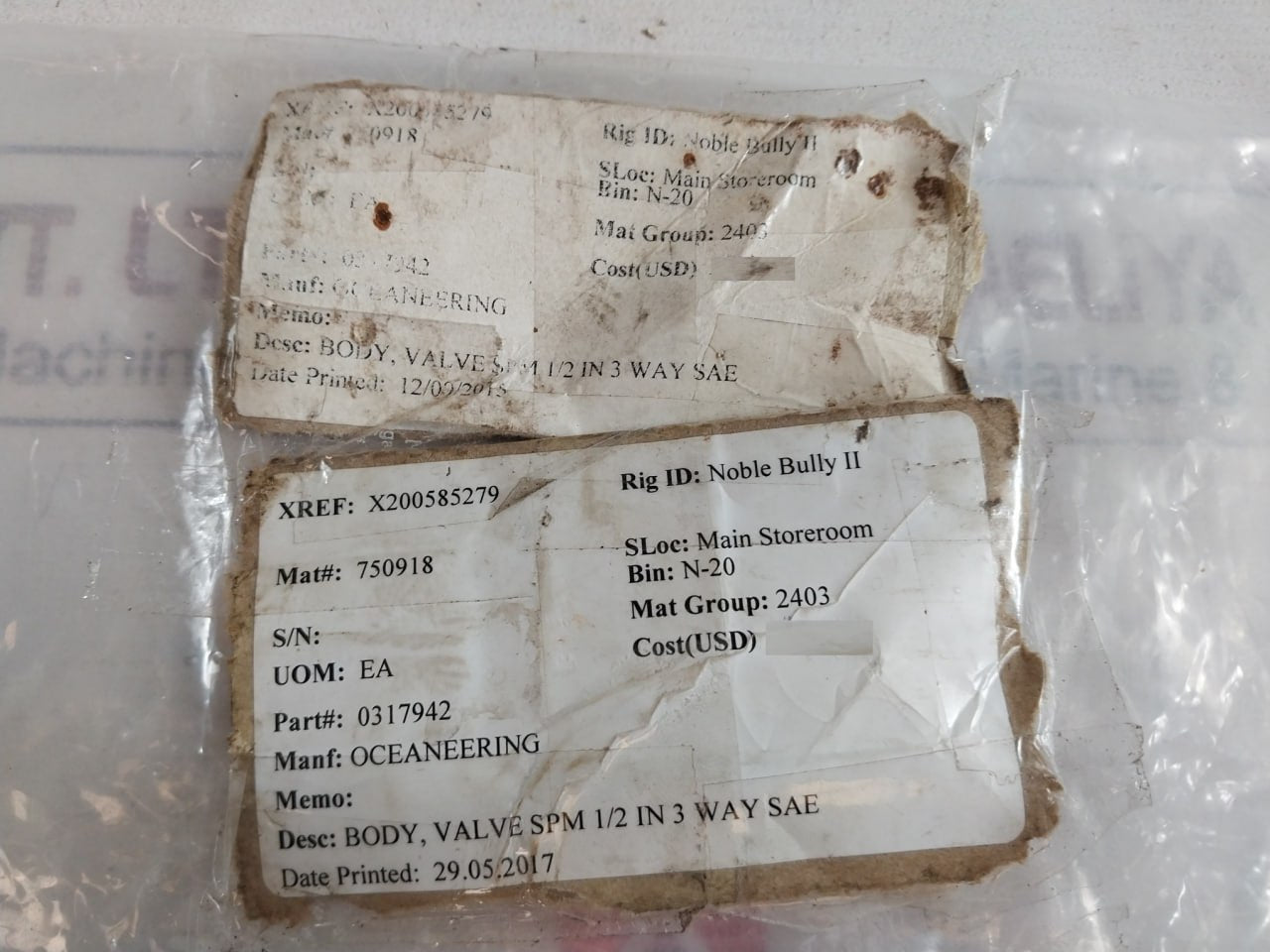 Oceaneering 0317942 Body Valve Rev Ac