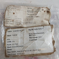 Oceaneering 0317942 Body Valve Rev Ac