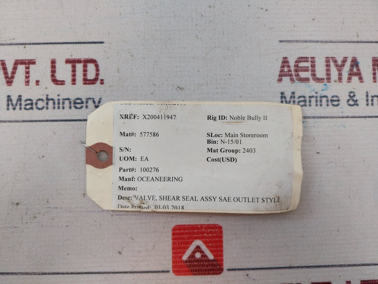 Oceaneering 100276 Shear Seal Valve Rev. B