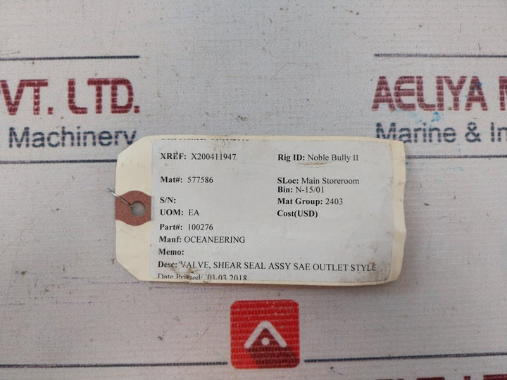 Oceaneering 100276 Shear Seal Valve Rev. B