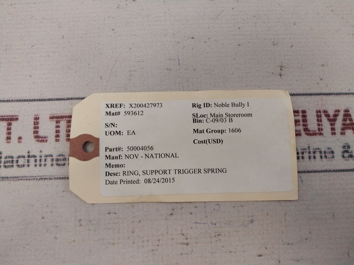 Lot Of 4X Nov-national 50004056 Support Trigger Spring Ring 593612
