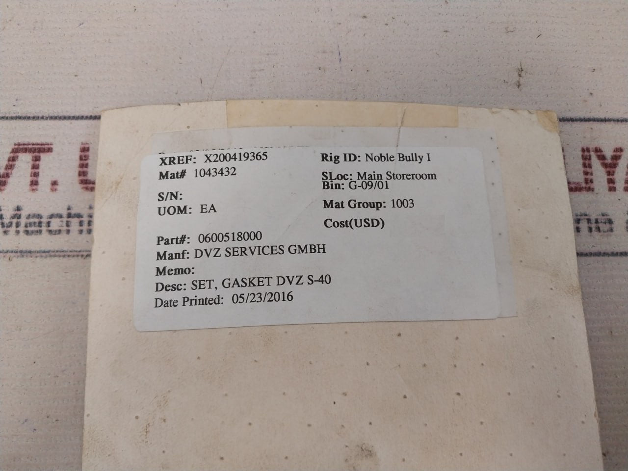 Dvz 329191 Gasket Set 0600518000