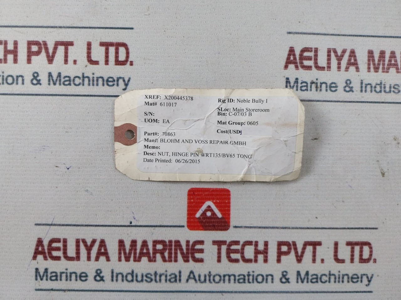 Lot Of 5X Blohm And Voss 70863 Hinge Pin Nut Wrt135/Bv65 Tong