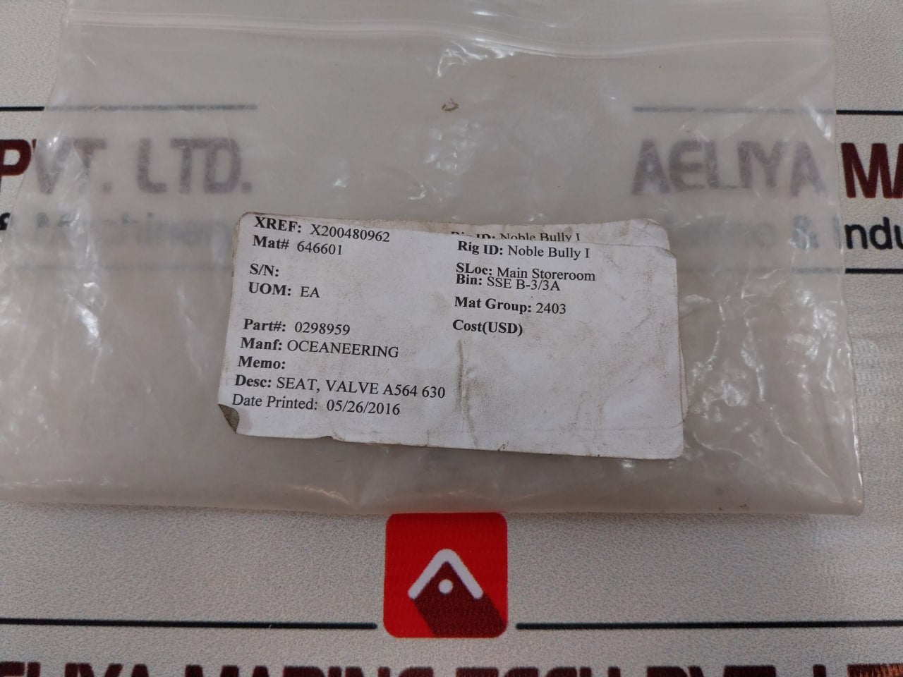 Oceaneering A564 630 Seat Valve