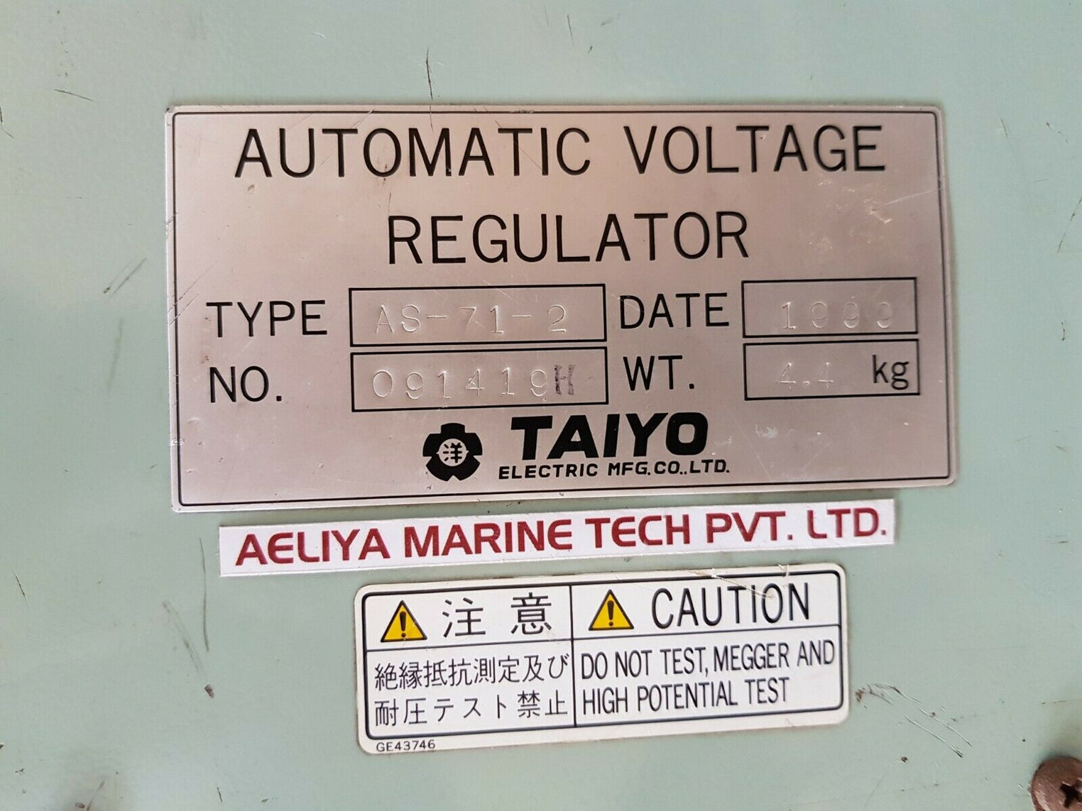 Taiyo as-71-2 automatic voltage regulator 091419h