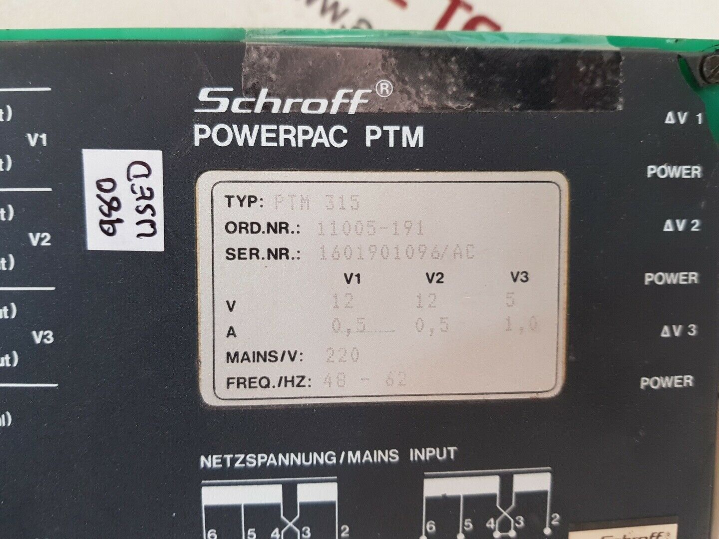 Schroff ptm 315 power ptm