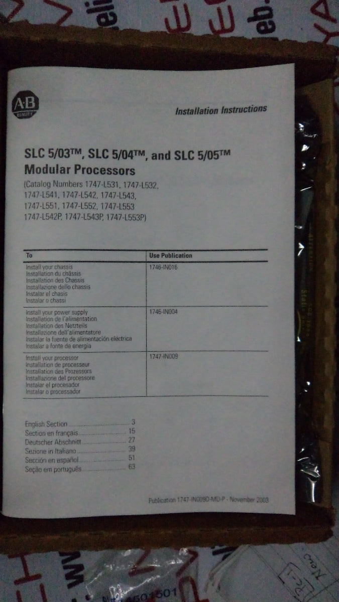 Allen bradley slc 5/03 cpu slc 500 1747-l532 e 8