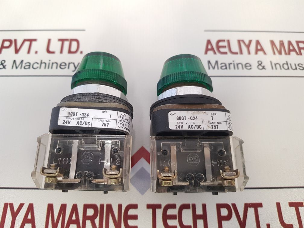 Allen Bradley 800T-q24 Ser.T Green Pilot Light 24V Ac/Dc