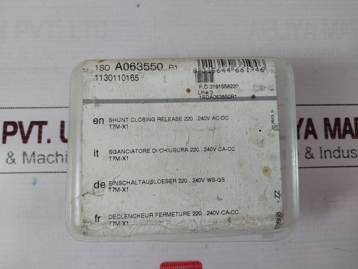 Abb 1Sda063548R1 Moulded Case Circuit Breaker 1Sda063550R1