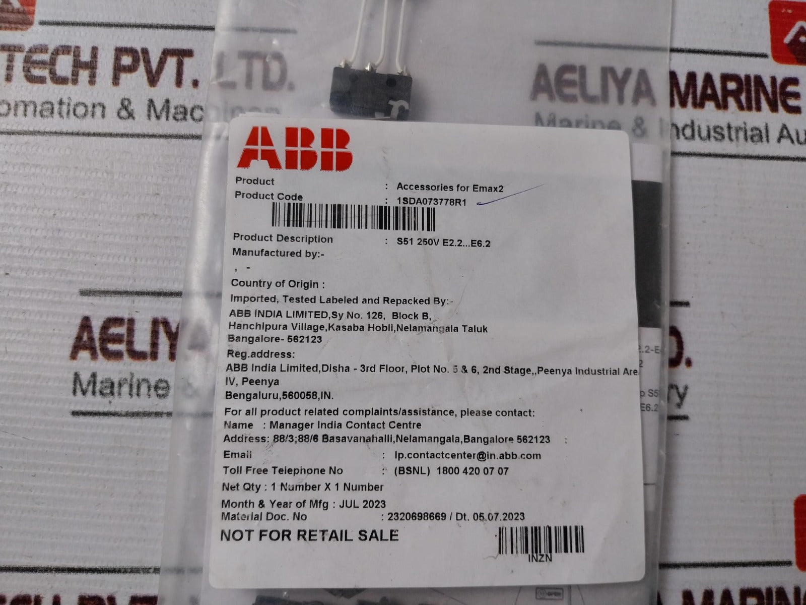Abb 1Sda073778R1 Relay Trip Signaling Contact Set
