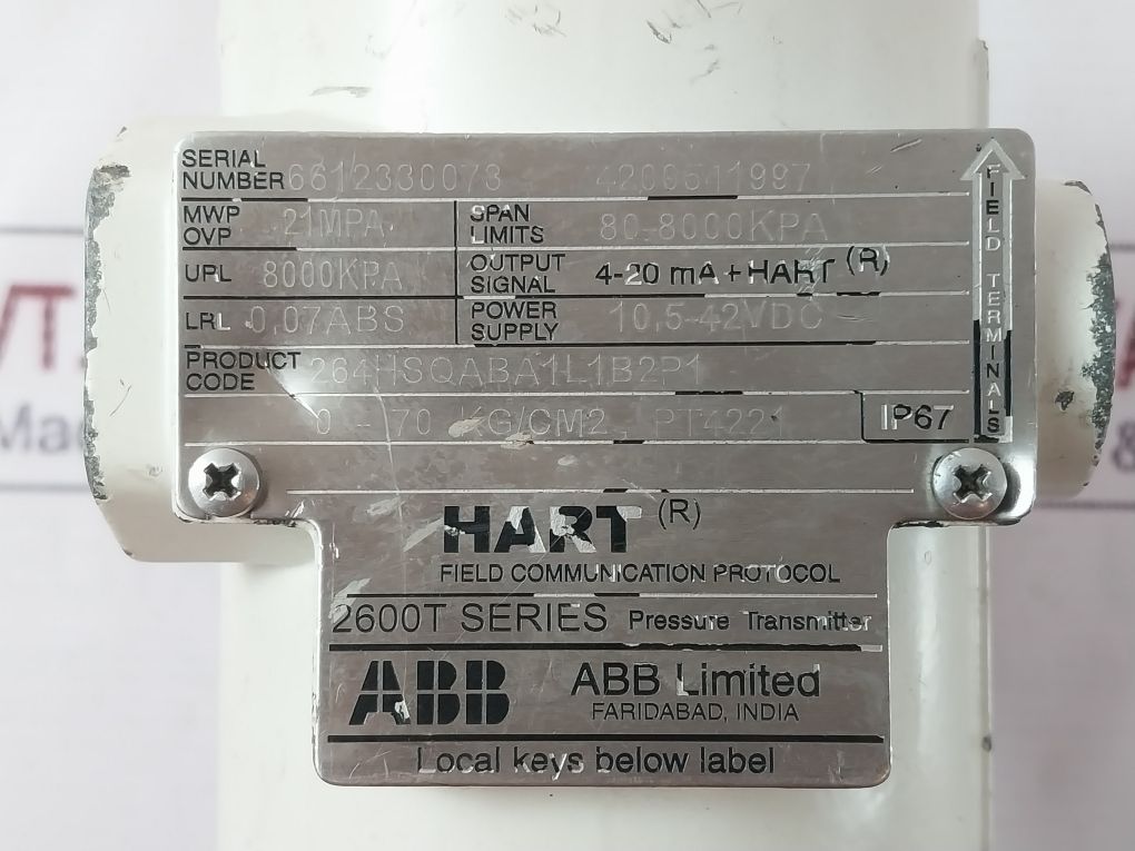 Abb 2600T Pressure Transmitter 264Hsqaba1L1B2P1
