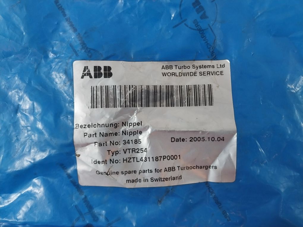 Abb 34185 Nipple Vtr254 Turbochargers