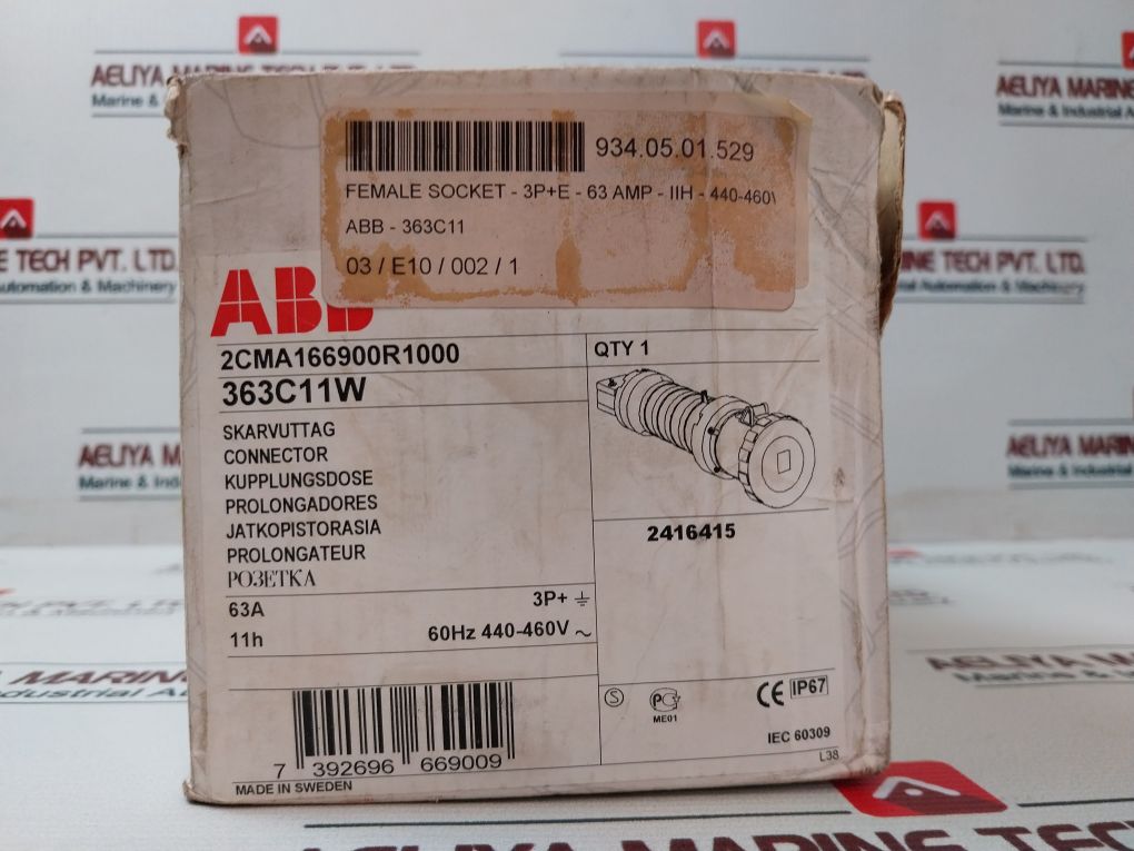 Abb 363C11W Connector Female Socket 11H/440-460V