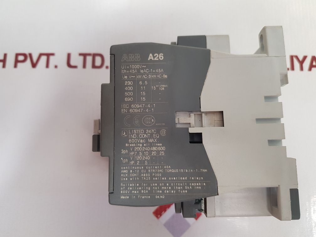 Abb A26-30-10 Contactor 600 Vac Used