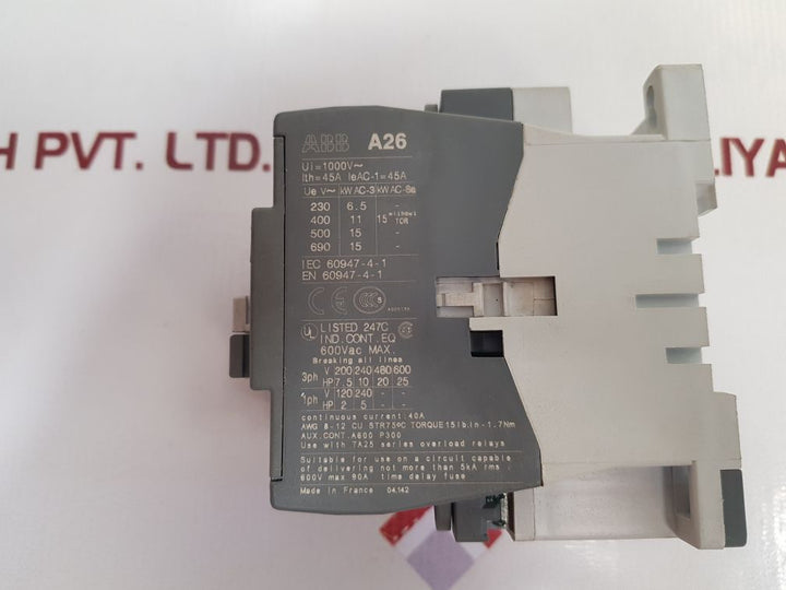 Abb A26-30-10 Contactor 600 Vac Used