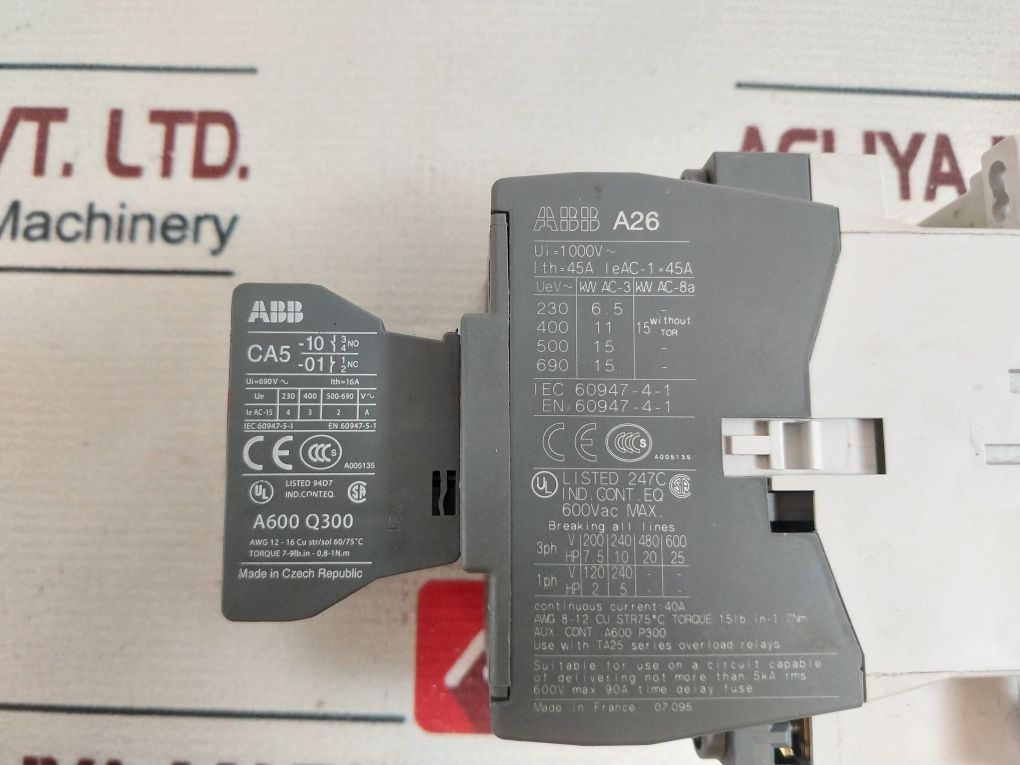 Abb A26 Ca5-01 Contactor,Ta25 Relay With Cal5-11 Auxiliary Contact Set