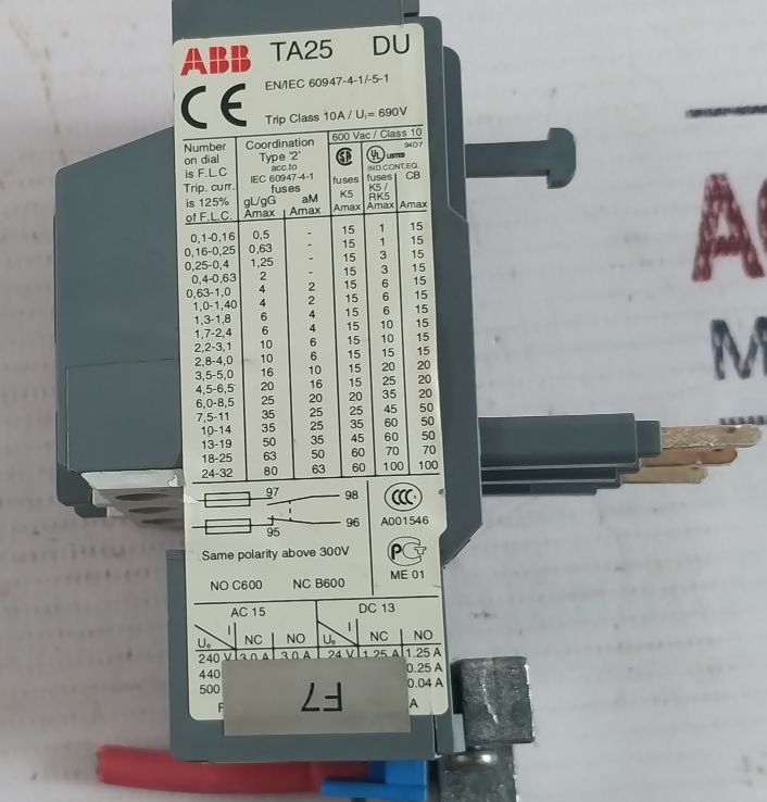 Abb A26 Ca5-01 Contactor Ta 25 Du Relay With Cal5-11B Auxiliary Contact Set
