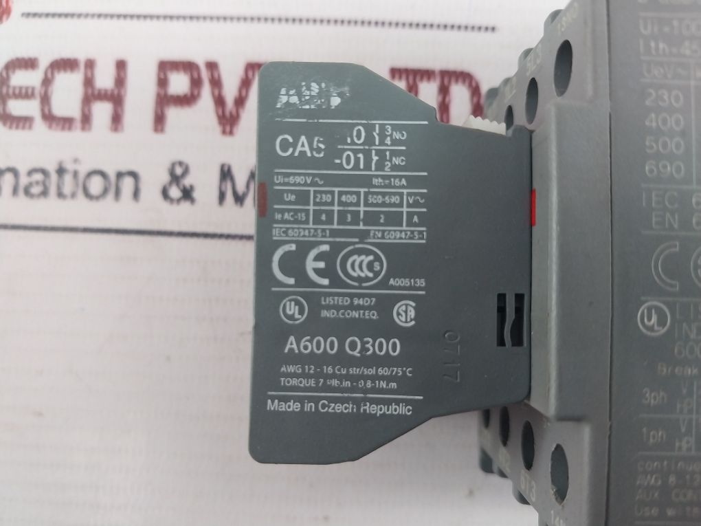 Abb A26 Ca5-01 Contactor Ta 25 Du Relay With Cal5-11B Auxiliary Contact Set