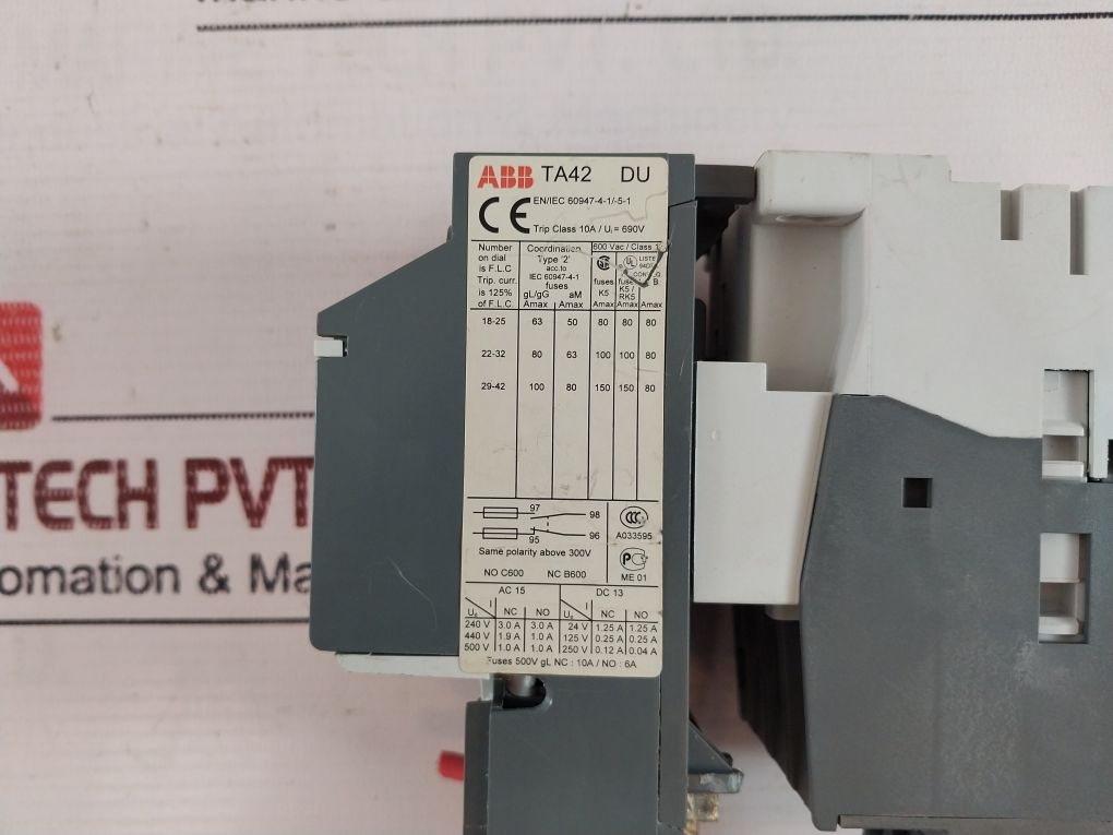 Abb A40-30-10 Contactor Auxiliary Contact Cal5-11B With Ta42 Du Overload Relay