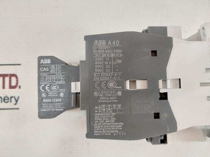 Abb A40 Contactor Cal5 Contact Blocks With Ta42 Series Overload Relays Set