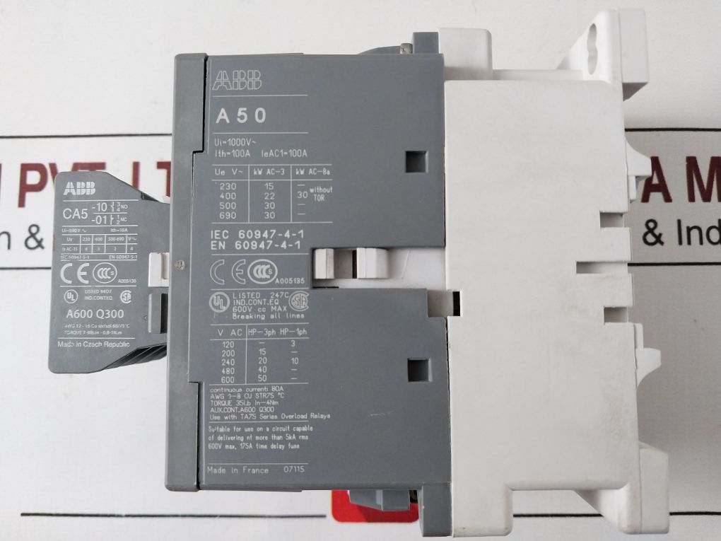 Abb A50 Contactor With Ca5-10 Auxiliary Contact Blocks