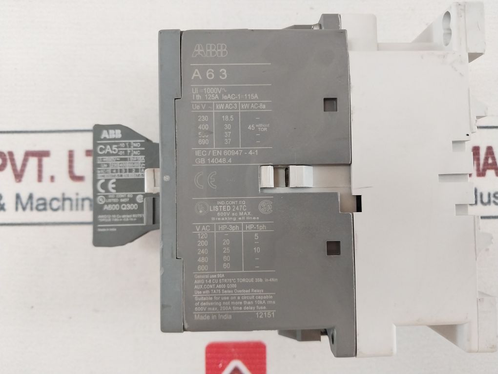 Abb A63-30 Auxiliary Contactor A600 Q300 With Ca5-01 Contact Block