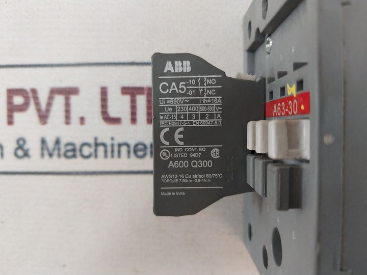 Abb A63-30 Auxiliary Contactor A600 Q300 With Ca5-01 Contact Block