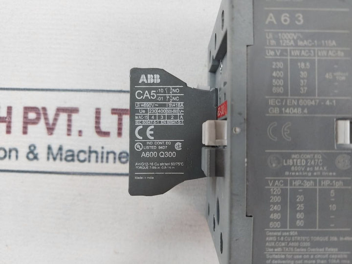 Abb A63-30 Contactor With Ca5-01 & Ca5-10 Contact Blocks