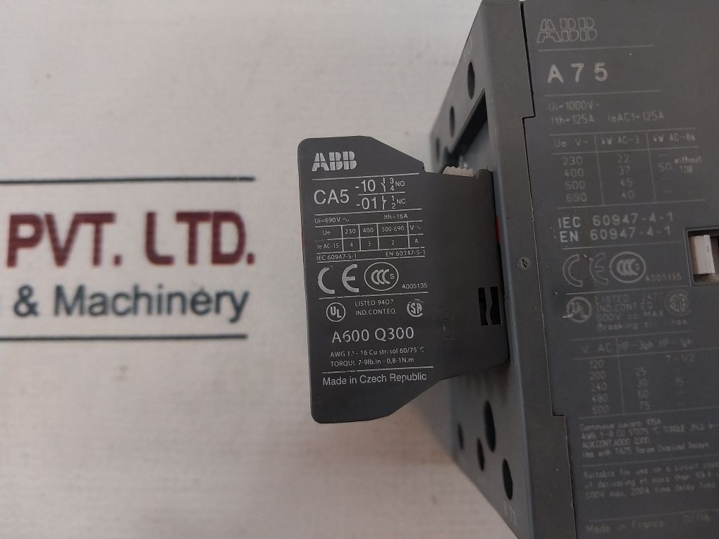 Abb A75 Contactor Cal5 Contact Block With Ta75 Du Thermal Overload Relay Set