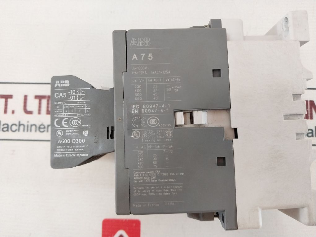 Abb A75 Contactor Cal5 Contact Block With Ta75 Du Thermal Overload Relay Set